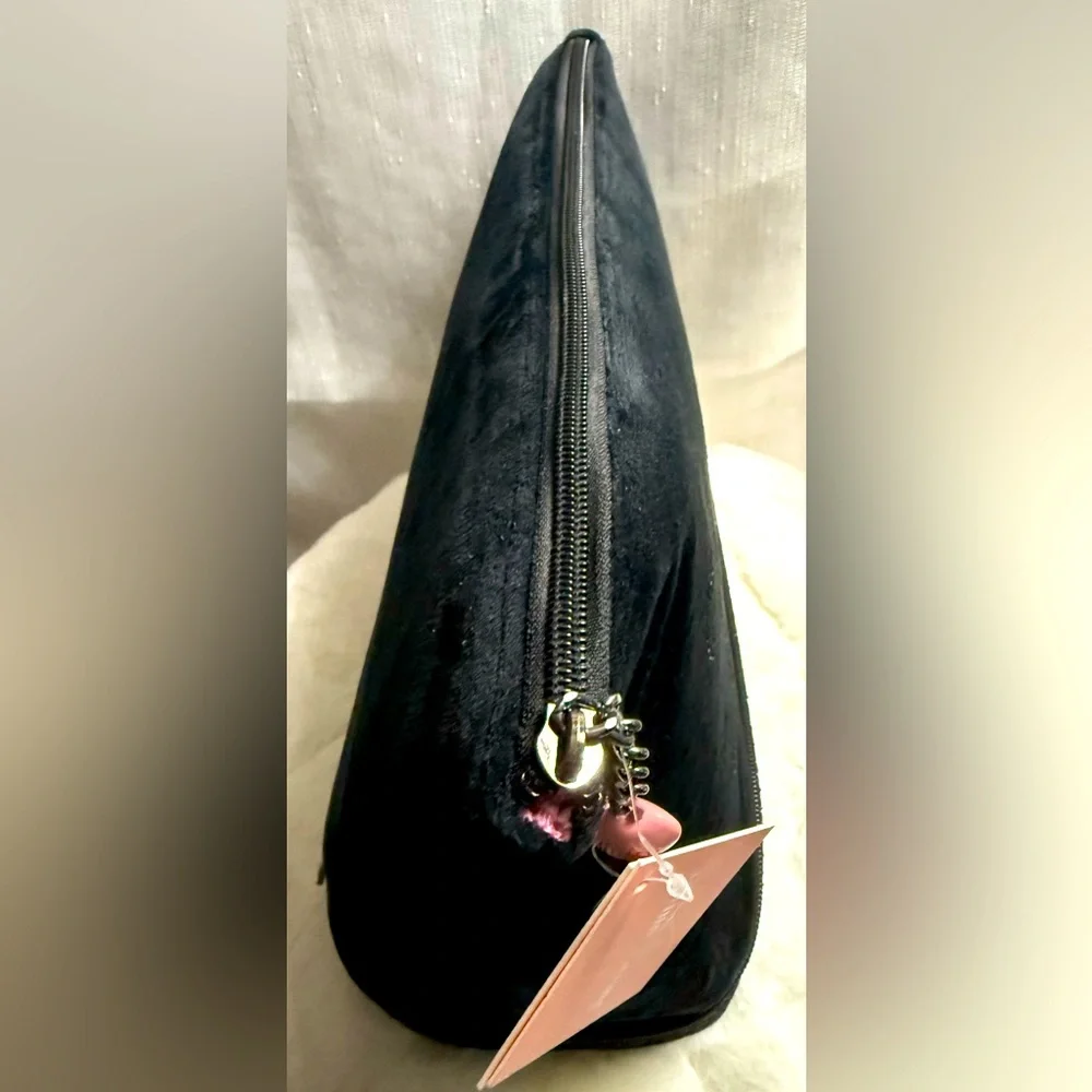 NEW Juicy Couture Black Bling Felt Cosmetics Bag